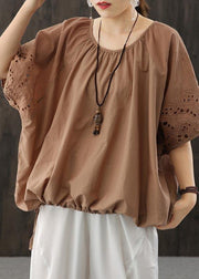 Diy Chocolate Hollow Out Cotton Blouse Top Summer - bagstylebliss