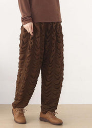 Diy Chocolate Wrinkled Pockets Harem Pants Fall - bagstylebliss