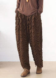 Diy Chocolate Wrinkled Pockets Harem Pants Fall - bagstylebliss