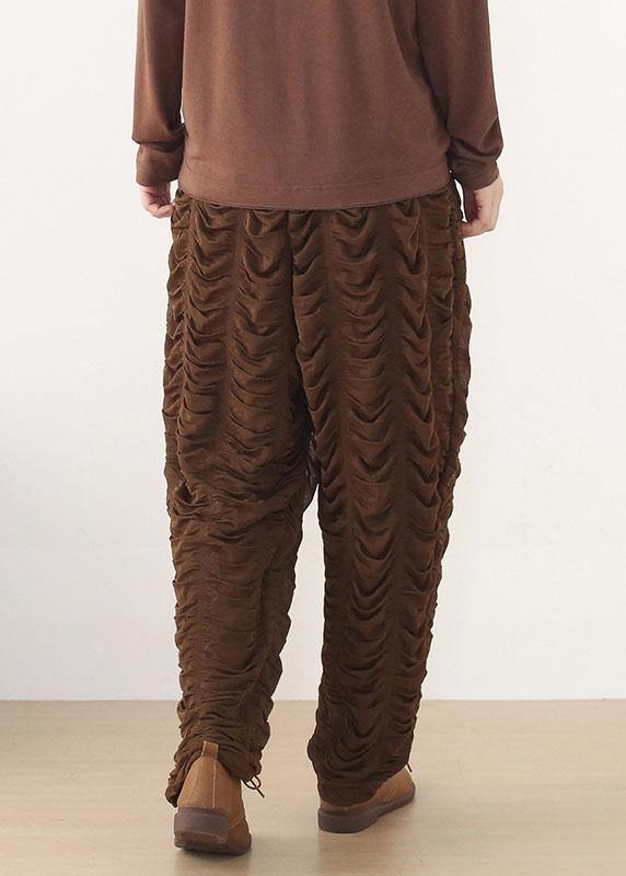 Diy Chocolate Wrinkled Pockets Harem Pants Fall - bagstylebliss