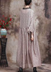 Diy Khaki Dot Silk Patchwork Lace Mid Dress Summer - bagstylebliss