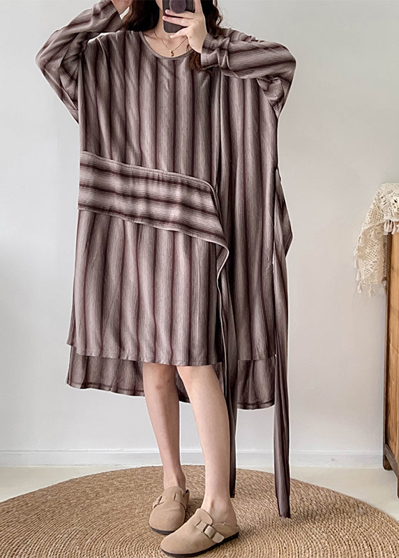 Diy Oversized Striped Tie Waist Cotton Maxi Dress Summer