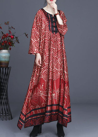 Diy Red Print Oriental asymmetrical design Dresses Summer Spring - bagstylebliss