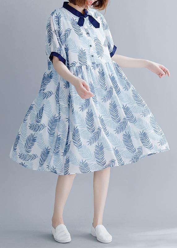 Diy Royal Blue Print Patchwork Maxi Summer Chiffon Dress - bagstylebliss