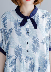 Diy Royal Blue Print Patchwork Maxi Summer Chiffon Dress - bagstylebliss