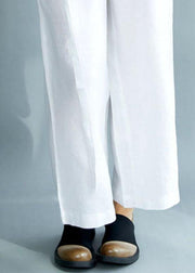 Diy White Loose Wide Leg Fall Asymmetrical Design Pants - bagstylebliss