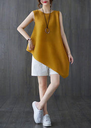 Diy Yellow asymmetrical design Blouses Summer - bagstylebliss