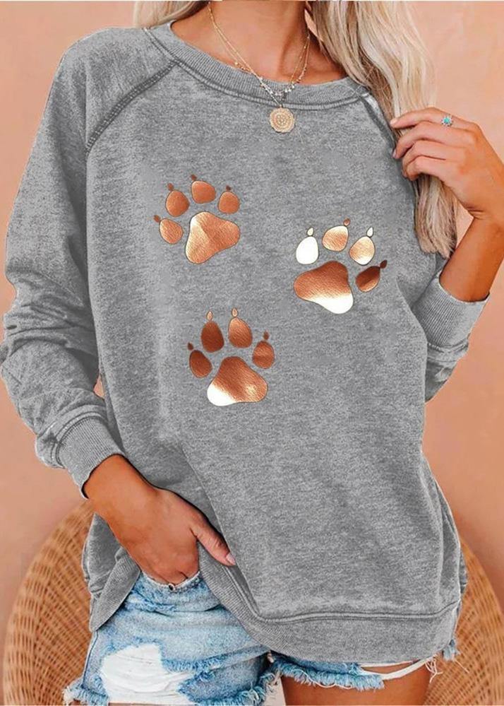 Dog Footprints Print Sweatshirt Women - bagstylebliss
