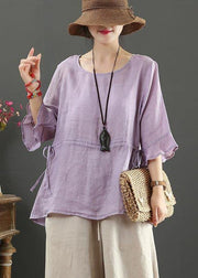 Drawstring Cotton Linen Flared Sleeve Summer Shirt - bagstylebliss