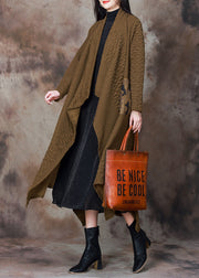 Dull Green Patchwork Cotton Loose Coat Asymmetrical Spring