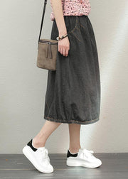 Elastic waist mid-length half-length denim skirt loose loose  wild A-line skirt - bagstylebliss