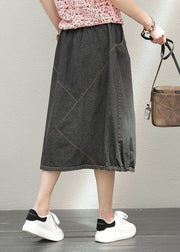 Elastic waist mid-length half-length denim skirt loose loose  wild A-line skirt - bagstylebliss