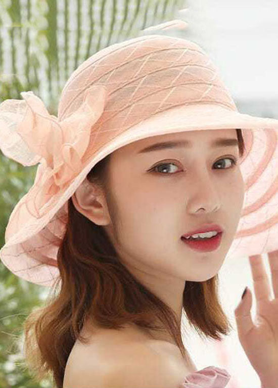 Elegant Beige Bow Patchwork Straw Woven Floppy Sun Hat