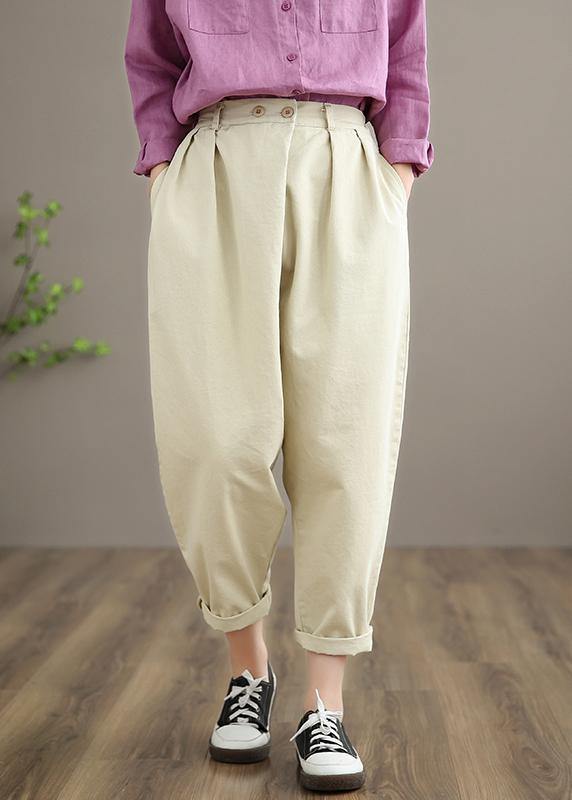 Elegant Beige Pant Stylish Spring Button Down Trousers - bagstylebliss
