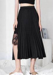 Elegant Black Asymmetrical Design Lace Patchwork Summer Skirt