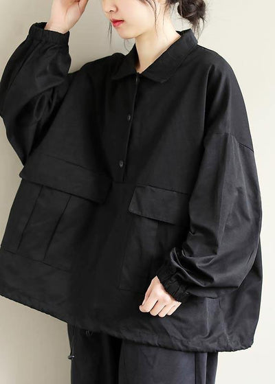 Elegant Black Clothes Lapel Patchwork Plus Size Clothing Spring Shirts - bagstylebliss