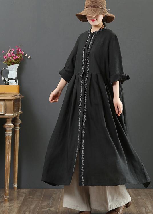Elegant Black Clothes O Neck Cinched A Line Spring Dresses - bagstylebliss