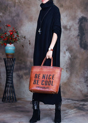 Elegant Black Knit warm Long Dresses Spring