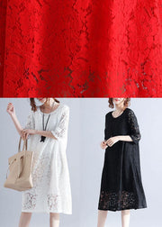 Elegant Black Loose Lace Summer Half Sleeve Summer Dress - bagstylebliss