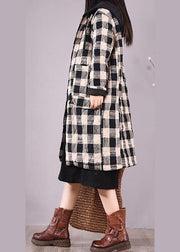 Elegant Black Plaid Parkas For Women Trendy Plus Size Coats Hooded Pockets Outwear - bagstylebliss