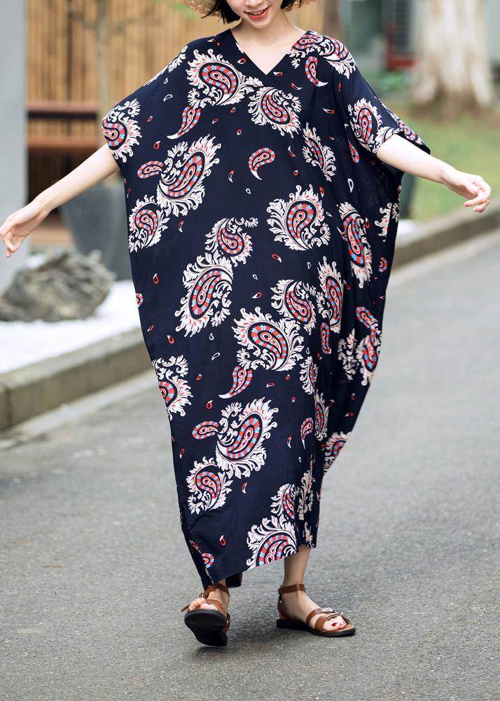 Elegant Floral Summer Dresses Long Cotton Caftans Plus Size - bagstylebliss