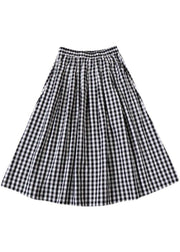Elegant Black White Plaid wrinkled Pockets Fall Skirt - bagstylebliss