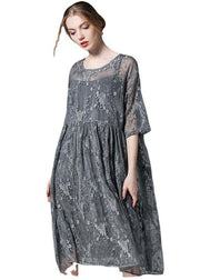 Elegant Black Wrinkled Hollow Out Summer Dress - bagstylebliss