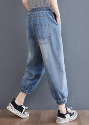 Elegant Blue pockets jeans Summer Cotton Pants - bagstylebliss