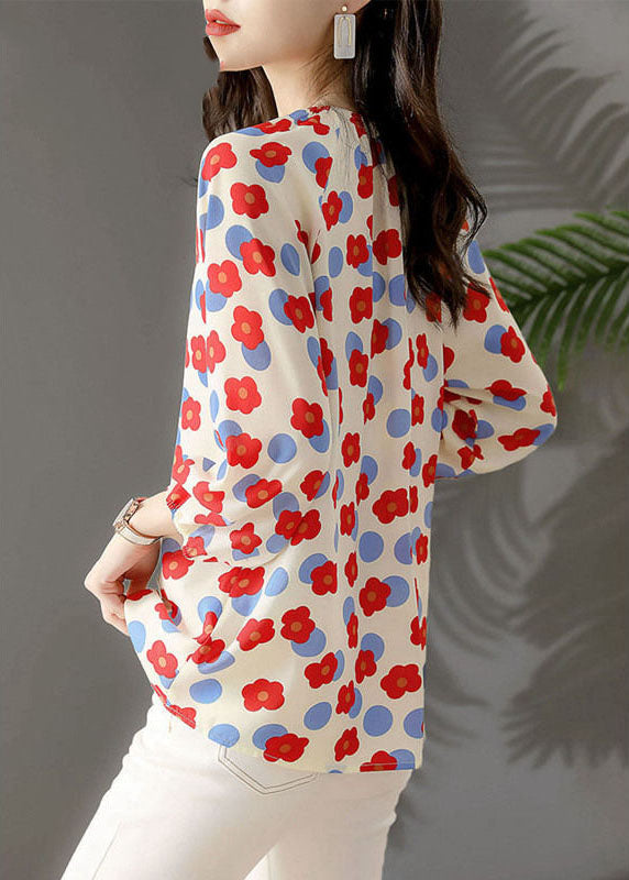 Elegant Chiffon Floral Shirt Tops Spring