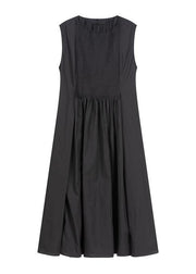 Elegant Cinched  cotton Summer Clothes Women  Black Maxi Dress - bagstylebliss