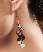Elegant Copper Color Flower Fine Agate Metal Copper Drop Earrings