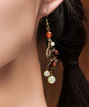 Elegante kupferfarbene Blumen-Ohrringe aus feinem Achat-Metallkupfer