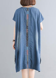 Elegant Cotton clothes Women Indian Casual Spliced Pockets Denim Dress - bagstylebliss