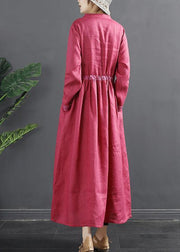 Elegant Drawstring Quilting Dresses Tutorials Red Vestidos De Lino Dresses - bagstylebliss