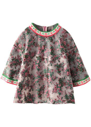 Elegant Embroideried retro O-Neck Summer Floral Blouses Half Sleeve - bagstylebliss