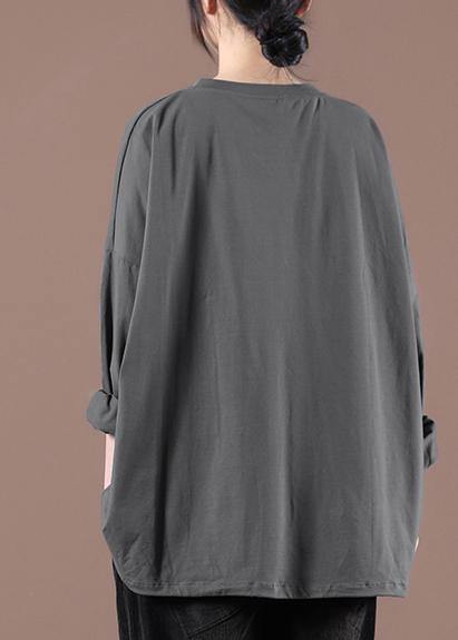 Elegant Gray Cinched Pockets Loose Sweatshirts Top - bagstylebliss