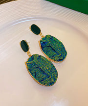 Elegant Green Resin Asymmetric Design Dazzling Colors Drop Earrings