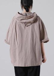 Elegant Khaki low high design Cotton Summer Shirt - bagstylebliss
