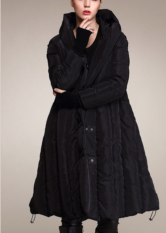 Elegant Mulberry Button drawstring Thick Winter Duck Down Coat