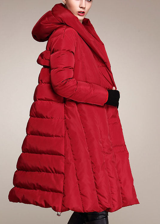 Elegant Mulberry Button drawstring Thick Winter Duck Down Coat