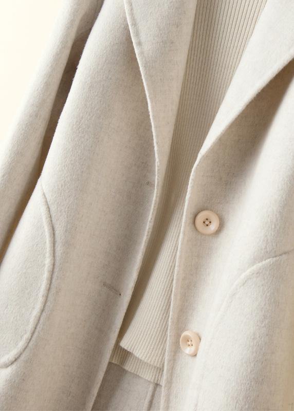 Elegant Notched pockets Fashion tunic coat beige Art outwears - bagstylebliss