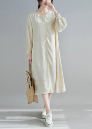 Elegant Nude Wardrobes O Neck Lantern Sleeve A Line Spring Dresses - bagstylebliss