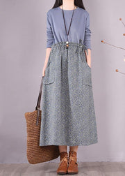 Elegant O Neck Spring Wardrobes Sewing Blue Patchwork Print Art Dresses - bagstylebliss