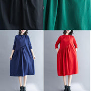 Elegant O Neck Wrinkled Spring Tunics Outfits Black Maxi Dress - bagstylebliss