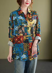 Elegant PeterPan Collar Button Print Fall Shirt Long sleeve