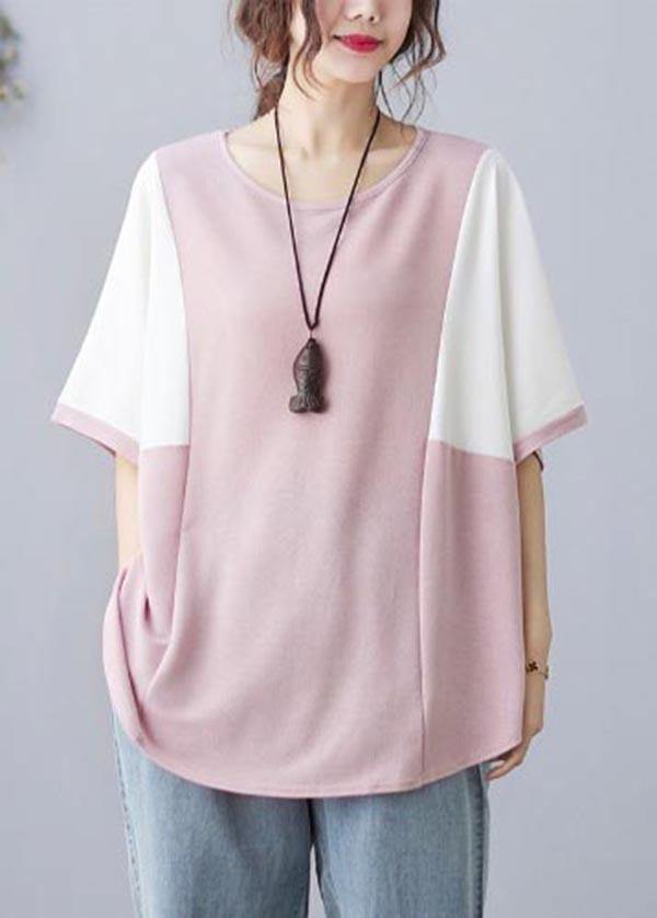 Elegant Pink O-Neck Half Sleeve Summer Blouse Top - bagstylebliss