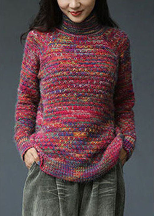 Elegante rote Rollkragenmode Lässige Herbst-Strickpullover