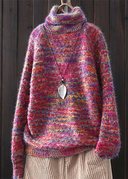 Elegante rote Rollkragenmode Lässige Herbst-Strickpullover