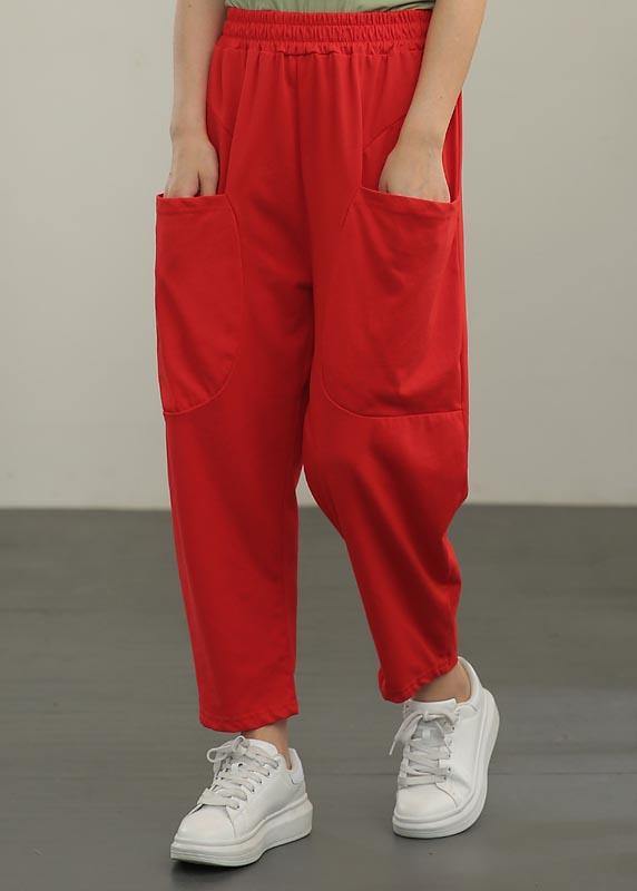 Elegant Red crop Harem  Pants Summer - bagstylebliss