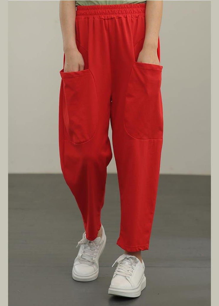 Elegant Red crop Harem  Pants Summer - bagstylebliss